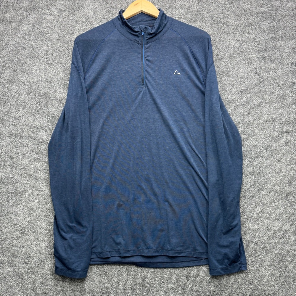Paradox Merino Blend 1/4 Zip Pullover Mens Large Blue Long Sleeve Running